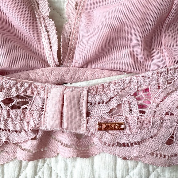 PINK Victoria’s Secret Pink Lace Halter Bralette Size M - Picture 5 of 9